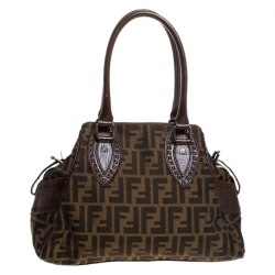 Pre Owned Fendi Brown Canvas Small Zucca Chef De Jour Bag