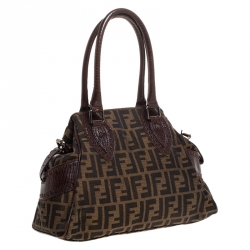 Pre Owned Fendi Brown Canvas Small Zucca Chef De Jour Bag