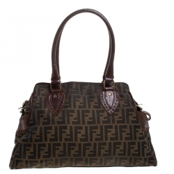 Pre Owned Fendi Tobacco Zucca Canvas Chef du Jour Satchel