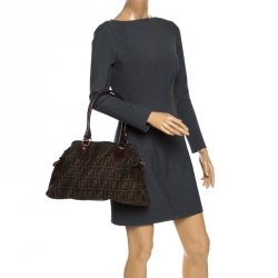Pre Owned Fendi Tobacco Zucca Canvas Chef du Jour Satchel
