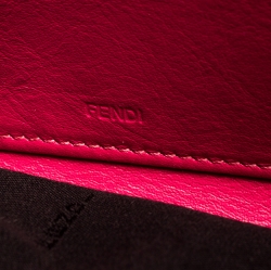 Pre Owned Fendi Pink/Tobacco Zucca Canvas Zip Around Wallet