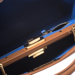 Pre Owned Fendi Brown Leather Medium Peekaboo Top Handle Bag