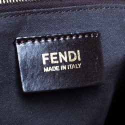 Pre Owned Fendi Tobacco/Magenta Pequin Canvas and Leather Roll Tote