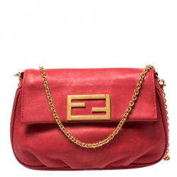 Pre Owned Fendi Red Leather Fendista Pochette Crossbody Bag