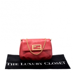 Pre Owned Fendi Red Leather Fendista Pochette Crossbody Bag
