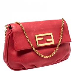 Pre Owned Fendi Red Leather Fendista Pochette Crossbody Bag