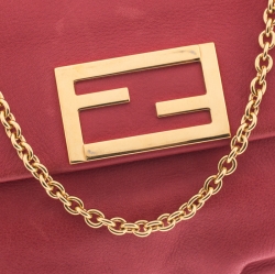 Pre Owned Fendi Red Leather Fendista Pochette Crossbody Bag