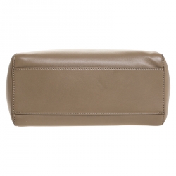 Pre Owned Fendi Beige Leather Mini Peekaboo Top Handle Bag