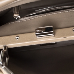 Pre Owned Fendi Beige Leather Mini Peekaboo Top Handle Bag
