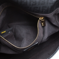 Pre Owned Fendi Black Zucchino Coated Canvas and Leather Mama Forever Shoulder Bag