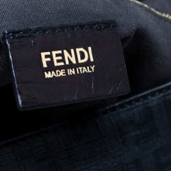 Pre Owned Fendi Black Zucchino Coated Canvas and Leather Mama Forever Shoulder Bag