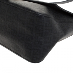 Pre Owned Fendi Black Zucchino Coated Canvas and Leather Mama Forever Shoulder Bag