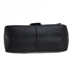 Pre Owned Fendi Black Zucchino Coated Canvas and Leather Mama Forever Shoulder Bag