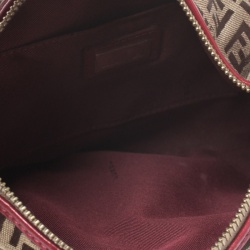 Pre Owned Fendi Brown/Red Zucchino Canvas Chef Hobo Bag