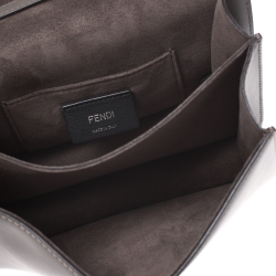 Pre Owned Fendi Dark Grey Leather Small Kan I Shoulder Bag