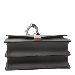 Pre Owned Fendi Dark Grey Leather Small Kan I Shoulder Bag