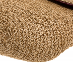 Pre Owned Fendi Beige/Burgundy Raffia and Leather Mama Baguette Bag