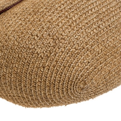 Pre Owned Fendi Beige/Burgundy Raffia and Leather Mama Baguette Bag