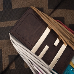 Fendi Tobacco Zucca Canvas Multicolor Fringe Baguette