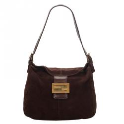 Pre Owned Fendi Brown/Dark Brown Suede Shoulder Bag
