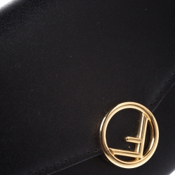 Pre Owned Fendi Black Leather Continental Wallet