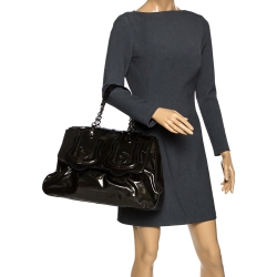 Pre Owned Fendi Metallic Bronze Patent Leather B Bis Shoulder Bag