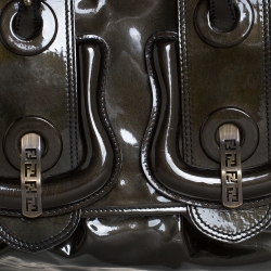 Pre Owned Fendi Metallic Bronze Patent Leather B Bis Shoulder Bag