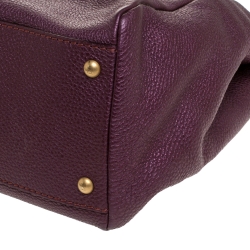 Pre Owned Fendi Purple Selleria Leather Large Peekaboo Top Handle Bag