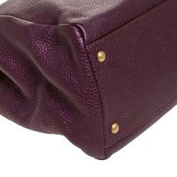 Pre Owned Fendi Purple Selleria Leather Large Peekaboo Top Handle Bag