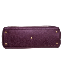 Pre Owned Fendi Purple Selleria Leather Large Peekaboo Top Handle Bag