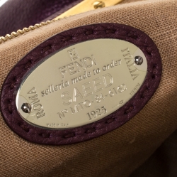 Pre Owned Fendi Purple Selleria Leather Large Peekaboo Top Handle Bag