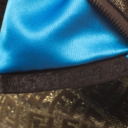 Pre Owned Fendi Gold Zucchino Canvas and Leather Mama Baguette Shoulder Bag