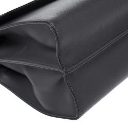 Pre Owned Fendi Grey Textured Leather Small Demi Jour Top Handle Bag