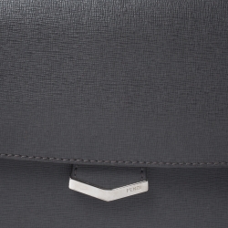 Pre Owned Fendi Grey Textured Leather Small Demi Jour Top Handle Bag