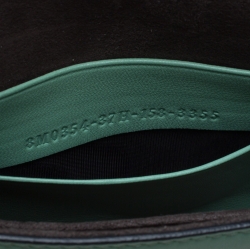 Fendi Green Leather and Fur Trim Micro Buggie Baguette Shoulder Bag