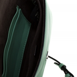 Fendi Green Leather and Fur Trim Micro Buggie Baguette Shoulder Bag