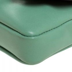 Fendi Green Leather and Fur Trim Micro Buggie Baguette Shoulder Bag
