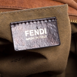 Pre Owned Fendi Brown Leather Zip It Satchel