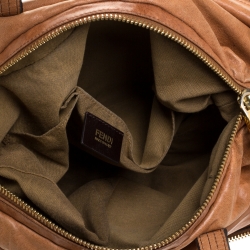 Pre Owned Fendi Brown Leather Zip It Satchel
