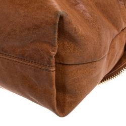 Pre Owned Fendi Brown Leather Zip It Satchel