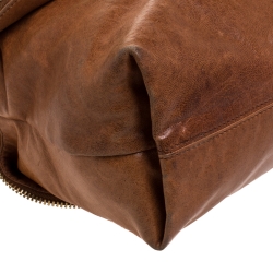 Pre Owned Fendi Brown Leather Zip It Satchel