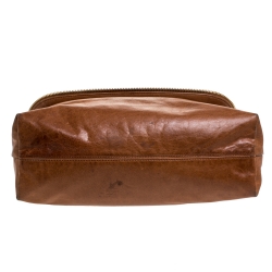 Pre Owned Fendi Brown Leather Zip It Satchel