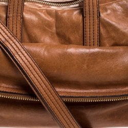 Pre Owned Fendi Brown Leather Zip It Satchel