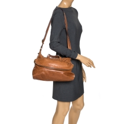 Pre Owned Fendi Brown Leather Zip It Satchel