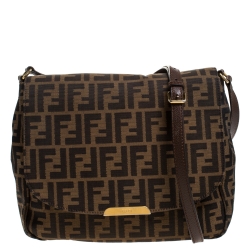 Pre Owned Fendi Tobacco Zucca Canvas and Leather Crossbody Bag