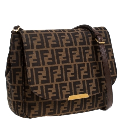 Pre Owned Fendi Tobacco Zucca Canvas and Leather Crossbody Bag