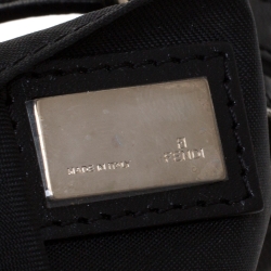 Pre Owned Fendi Black Asymmetrical Canvas Mini Saddle Bag