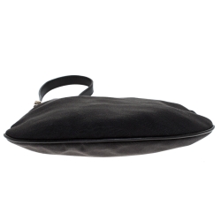 Pre Owned Fendi Black Asymmetrical Canvas Mini Saddle Bag