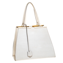Pre Owned Fendi Off white Leather Large 3Jours Tote