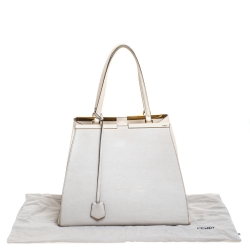 Pre Owned Fendi Off white Leather Large 3Jours Tote